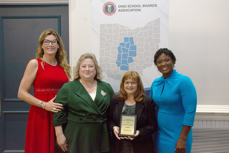Left To Right Kathy McFarland, OSBA Chief Executive Officer, Christine Orwig, OSBE Board President Member, Toledo City, Deb Bernhard Crestview L.S.D. Administrative Assistant, Dr. Tina Pierce Central Region President Board Member, Columbus City Schools